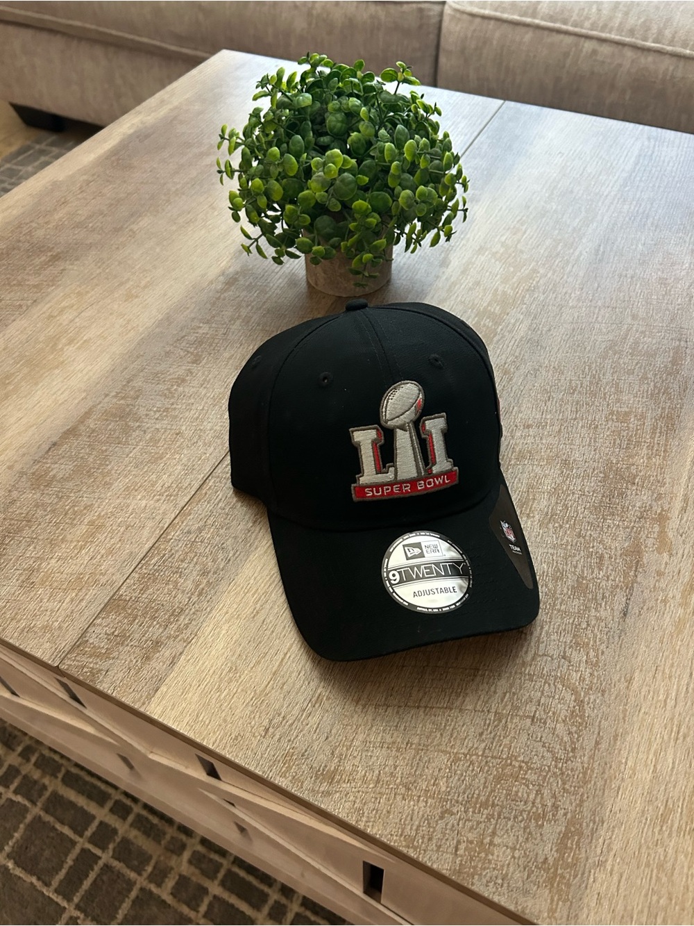 New Era Black Super Bowl LI Cap with Red & Silver Embroidery